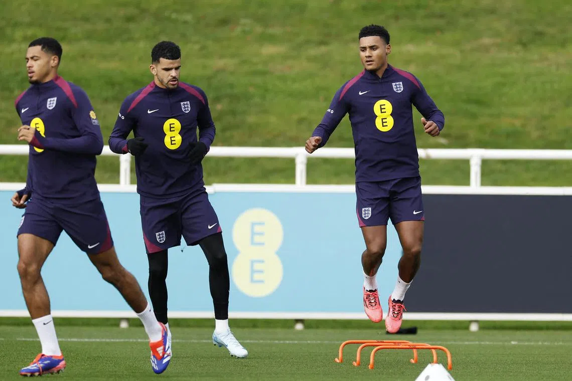 England's Dominic Solanke (left) and Ollie Watkins during training ahead of their Nations League matches against Greece and Finland.