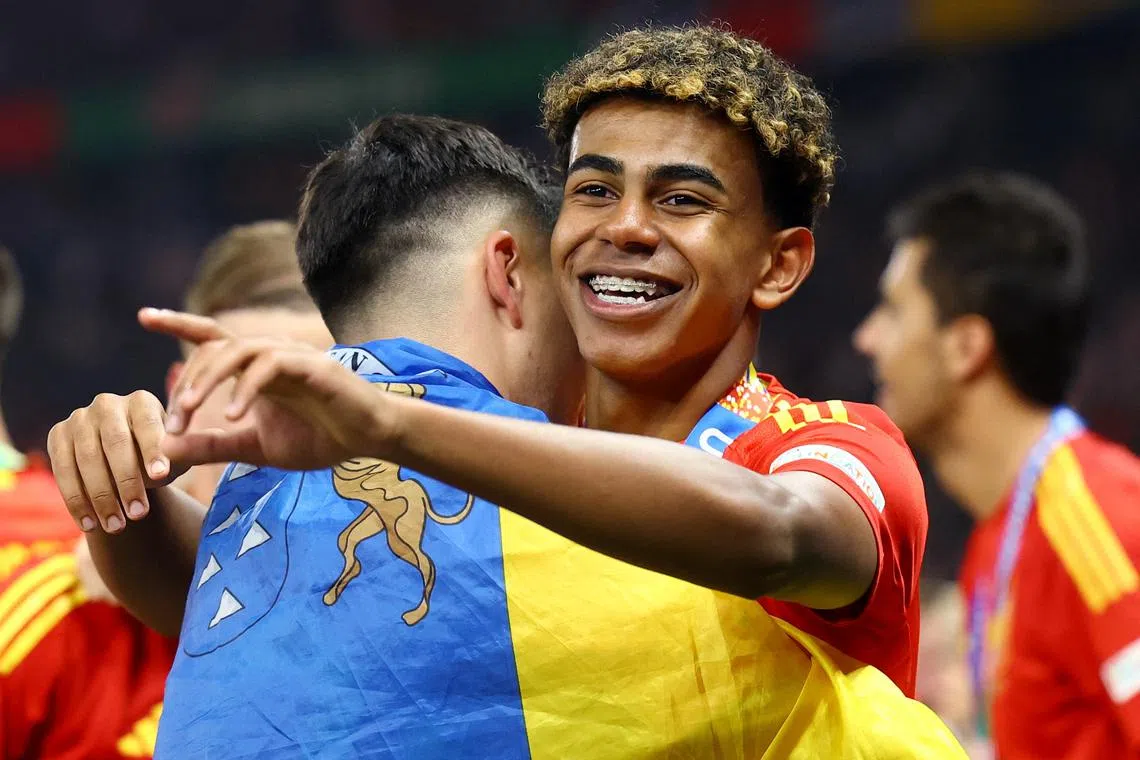 Soccer Football - Euro 2024 - Final - Spain v England - Berlin Olympiastadion, Berlin, Germany - July 14, 2024 Spain's Lamine Yamal celebrates after winning the final REUTERS/Lisi Niesner/File Photo