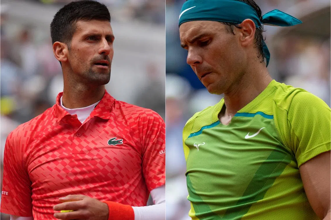 Djokovic (left) shares the all-time men’s record of 22 Grand Slam titles with Nadal.