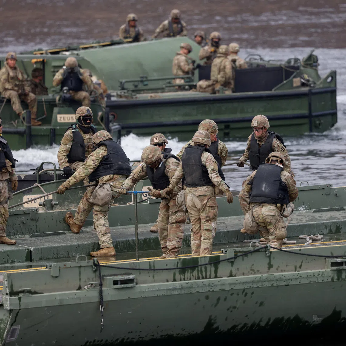 US soldiers take part in a US-South Korea joint exercise as part of the annual Freedom Shield joint military training in Yeoncheon, South Korea, on March 14.