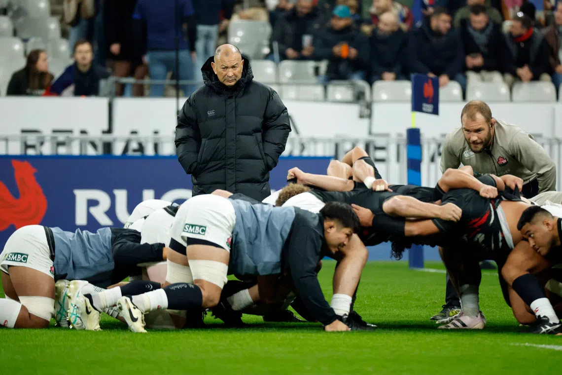 FILE PHOTO: Rugby Union - Autumn Internationals - France v Japan - Stade de France, Saint-Denis, France - November 9, 2024 Japan head coach Eddie Jones looks on during the warm up before the match REUTERS/Catherine Steenkeste/ File Photo