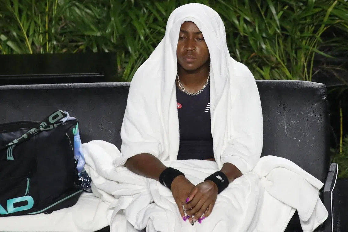 Coco Gauff at the WTA Finals in Cancun in November. She opens her 2024 season against fellow American Claire Liu at the Auckland Classic on Jan 2.