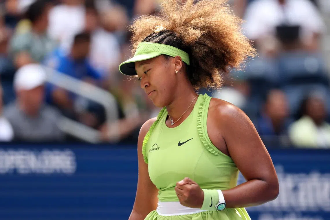 Tennis - U.S. Open - Flushing Meadows, New York, United States - August 27, 2024 Japan's Naomi Osaka reacts during her first round match against Latvia's Jelena Ostapenko REUTERS/Andrew Kelly