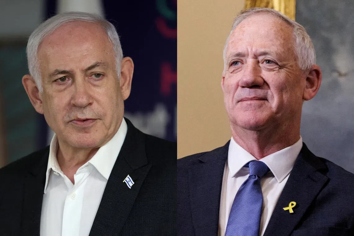 Israeli Prime Minister Benjamin Netanyahu (left) was told by war Cabinet minister Benny Gantz to approve a post-war plan for Gaza by June 8 or he would quit.
