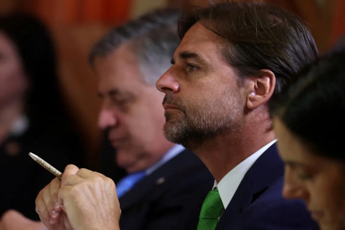 Uruguayan President Luis Lacalle Pou attends a meeting during the 63rd Summit of Heads of State of MERCOSUR and Associated States, at the Museu do Amanha (Museum of Tomorrow) in Rio de Janeiro, Brazil December 7, 2023. REUTERS/Pilar Olivares
