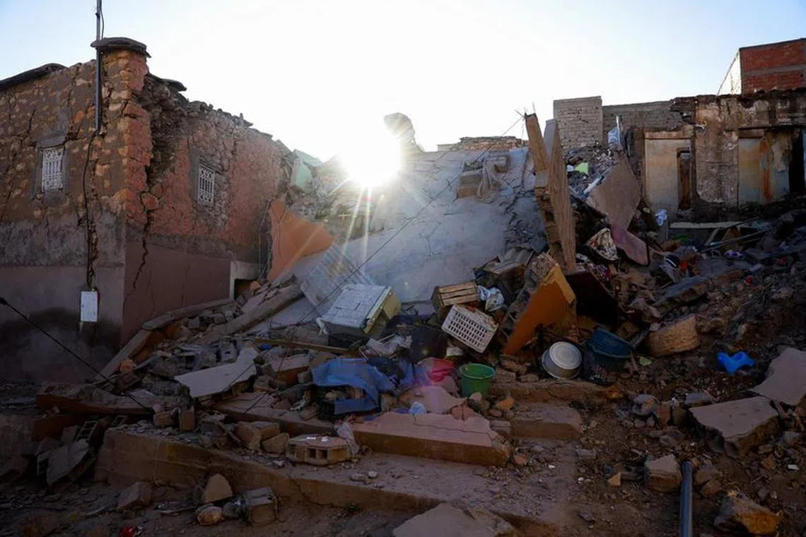 A view shows damaged buildings and debris, in the aftermath of a deadly earthquake in Moulay Brahim, Morocco, September 10, 2023. REUTERS/Hannah McKay
