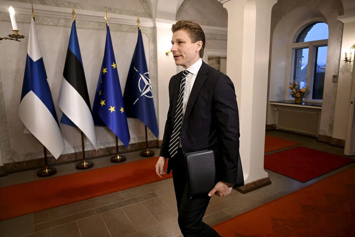 Finnish Defence Minister Antti Hakkanen arrives to the summit of the Baltic Sea NATO countries at the Presidential Palace in Helsinki, Finland, on January 14, 2025.   Lehtikuva/Antti Aimo-Koivisto via REUTERS/File Photo