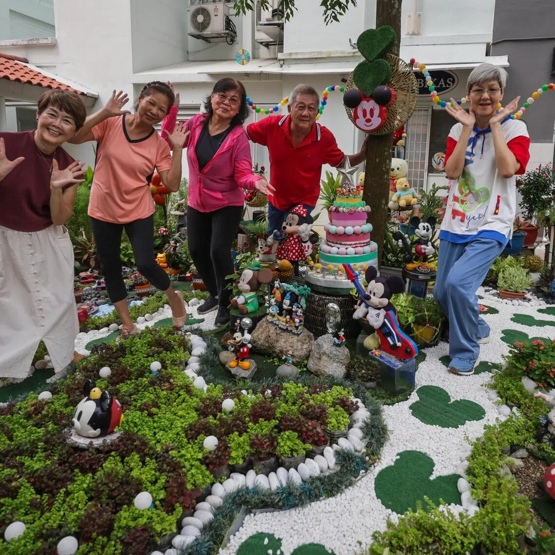 (From left) Retired florist Jasmine Tan, part-time cleaner Christina Koh, retired accountant Irene Oh, retired food caterer Clifford Leung and homemaker Eileen Ang at St Luke’s ElderCare Active Ageing Centre on Sep 4.
