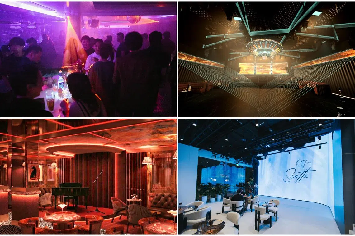 (Clockwise from top left) New bar-restaurant Milli, the new Zouk Mainroom, newly opened bar-restaurant 67 on Scotts, and nightclub Lulu's Lounge.