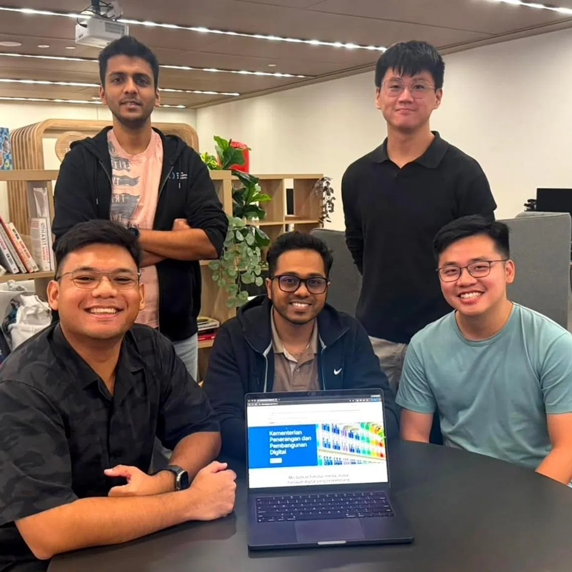 The team behind Polyglot, (from left) Muhammad Shazli Bin Shahril Shintaro, Aakash Gupta, Harish Venkatesan, Goh Zong Han, Hsu Zhong Jun.