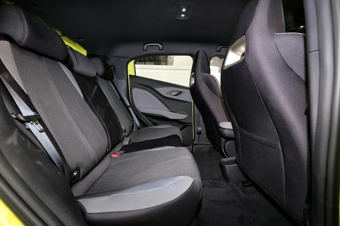Rear legroom is surprisingly generous for a car so compact.