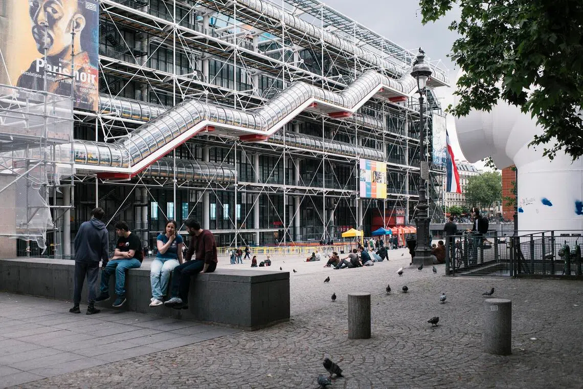The Pompidou’s postmodern design, which shocked traditionalists when it was first built, in Paris, May 12, 2025. The Pompidou Center is the place to see contemporary art in Paris. Or it was, until curators put its astonishing collection into storage. (Dmitry Kostyukov/The New York Times)