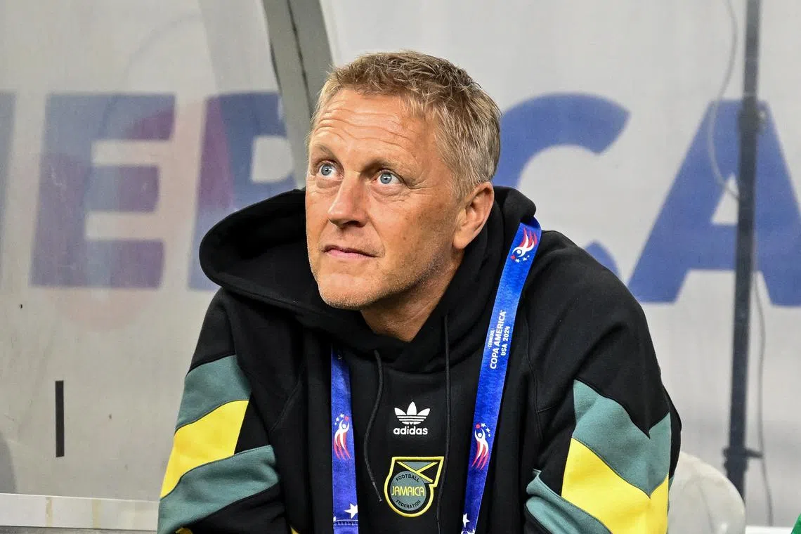 FILE PHOTO: Jun 22, 2024; Houston, TX, USA; Jamaica head coach Heimir Hallgrimsson looks on prior to the match against against Mexico at NRG Stadium. Mandatory Credit: Maria Lysaker-USA TODAY Sports/File Photo