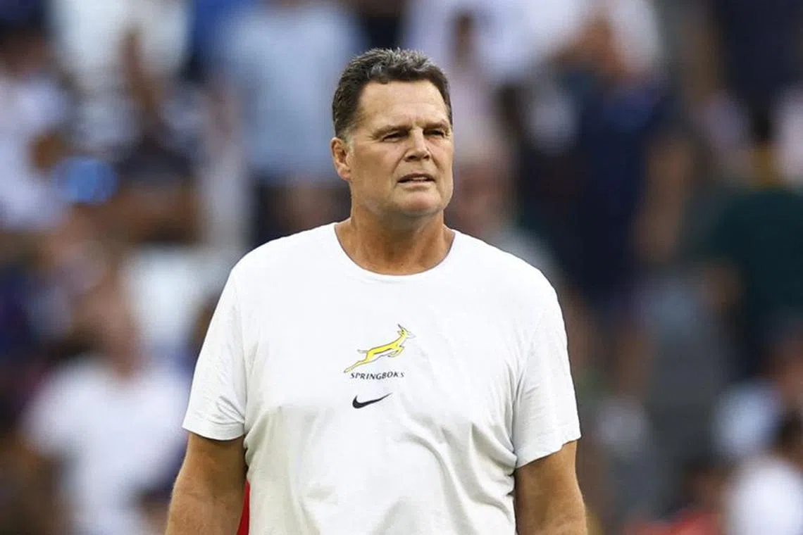 FILE PHOTO:Rugby Union - Rugby World Cup 2023 - Pool B - South Africa v Scotland - Orange Velodrome, Marseille, France - September 10, 2023 South Africa director of rugby Rassie Erasmus REUTERS/Peter Cziborra/File Photo