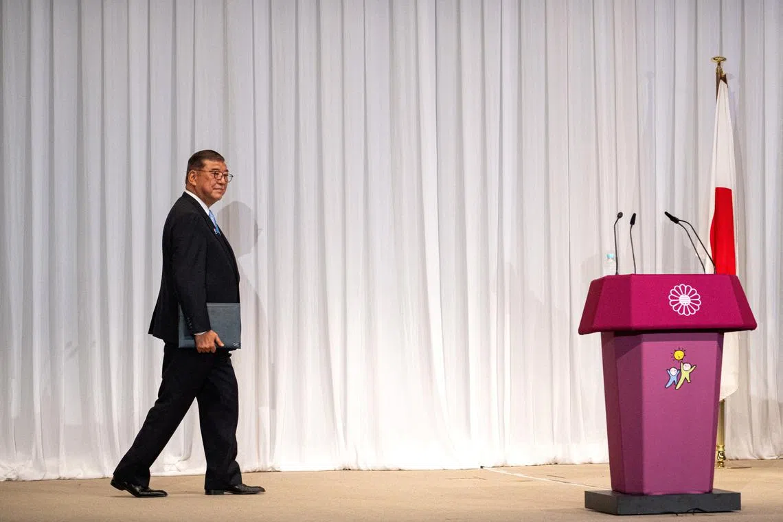 Japan's Prime Minister Shigeru Ishiba attends a press conference at the headquarters of the Liberal Democratic Party (LDP) in Tokyo on July 21, 2025, the day after the prime minister's coalition lost its upper house majority.     PHILIP FONG/Pool via REUTERS/File Photo