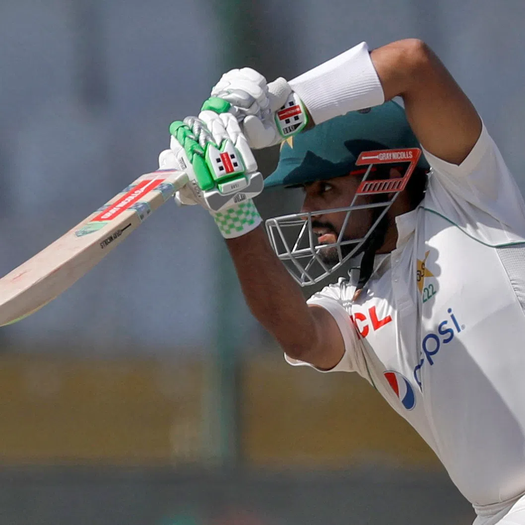Cricket - Third Test - Pakistan v England - National Stadium Karachi, Pakistan - December 19, 2022. Pakistan's captain Babar Azam plays a shot. REUTERS/Akhtar Soomro