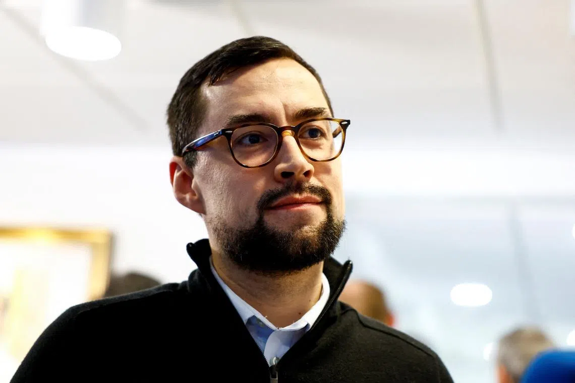FILE PHOTO: Greenland Prime Minister Mute B. Egede answers journalists questions, after a parliament session at Greenland's parliament Inatsisartut in Nuuk Greenland, February 4, 2025. REUTERS/Sarah Meyssonnier/File Photo