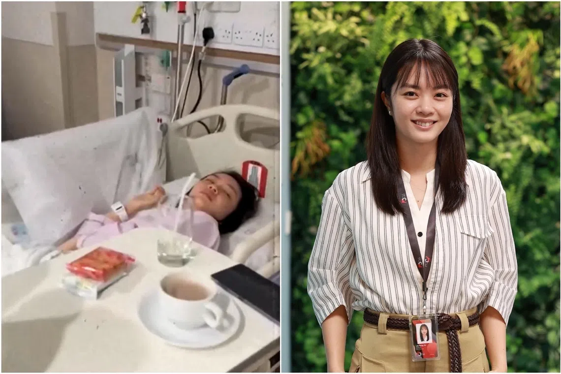 Chantalle Ng shares on social media on Sept 24 a clip of herself in hospital (left).