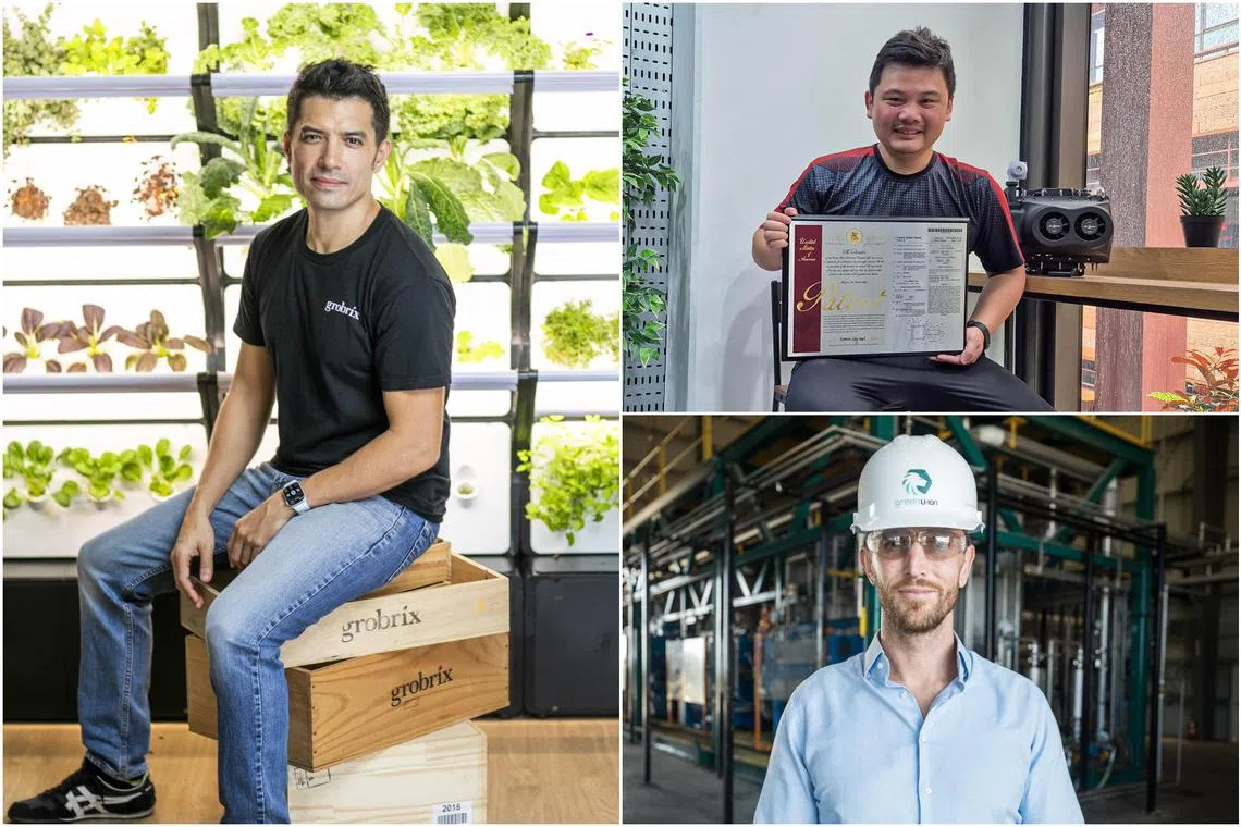 (Clockwise from left) Grobrix founder Mathew Howe (left), Spectronik founder and CEO Jogjaman Jap and Mr Leon Farrant, the founder of Green Li-ion.