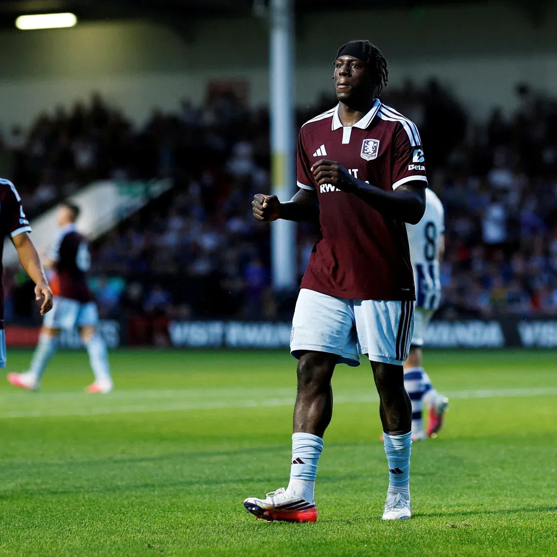 FILE PHOTO: Soccer Football - Pre Season Friendly - Aston Villa v Real Sociedad - Pallet-Track Bescot Stadium, Walsall, Britain - July 28, 2026 Aston Villa's Brian Madjo celebrates scoring their second goal Action Images via Reuters/Jason Cairnduff/File Photo