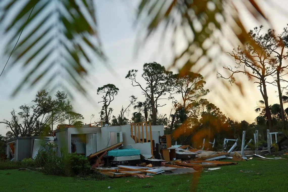 Many properties were damaged as Hurricane Milton made landfall in Florida on Oct 9.