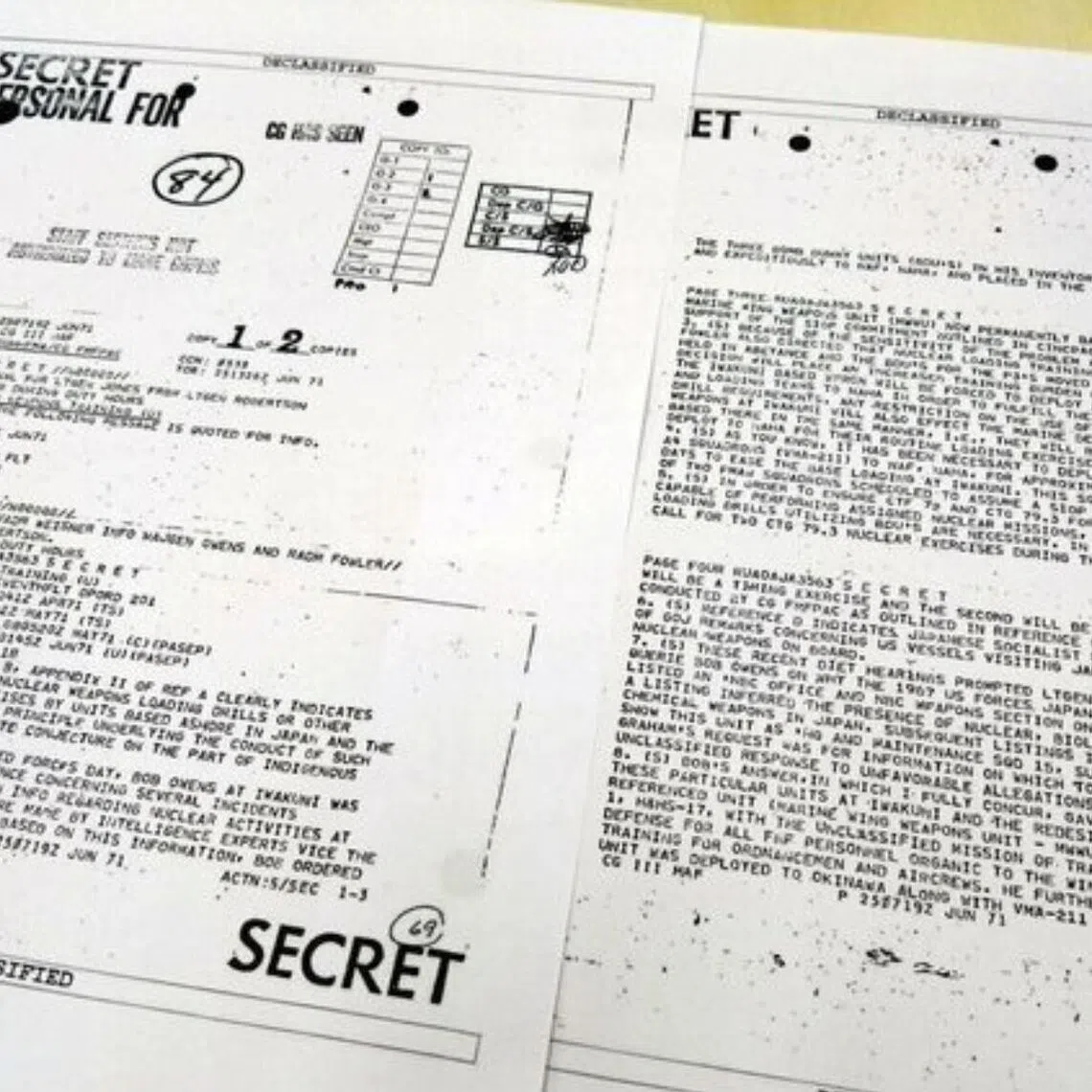 Other declassified diplomatic records have shown that units of the US Air Force held mock hydrogen bomb drills in Okinawa.