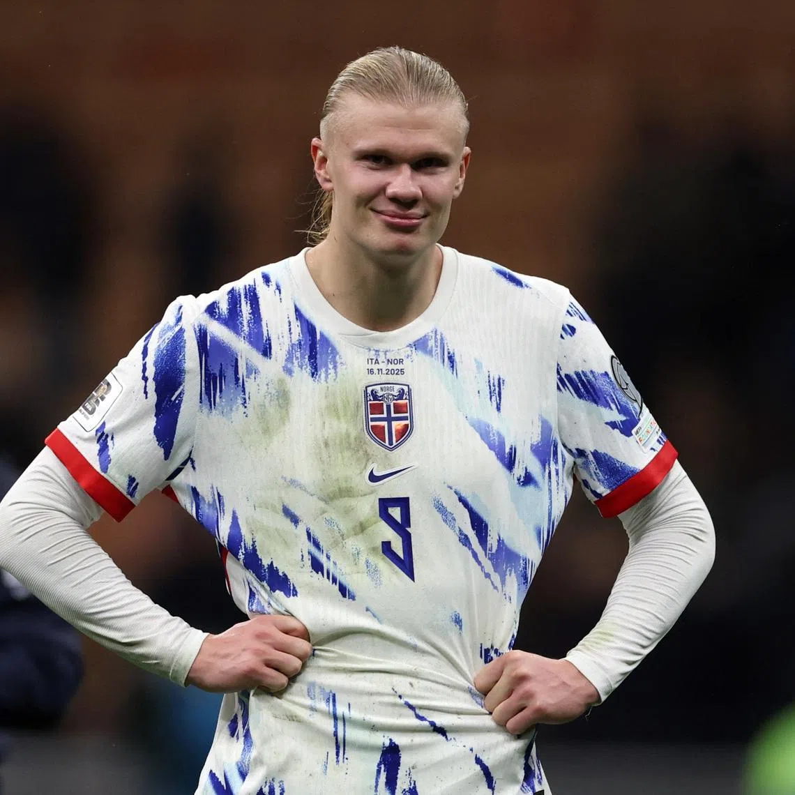 Soccer Football - World Cup - UEFA Qualifiers - Group I - Italy v Norway - San Siro, Milan, Italy - November 16, 2025 Norway's Erling Haaland celebrates after the match REUTERS/Claudia Greco