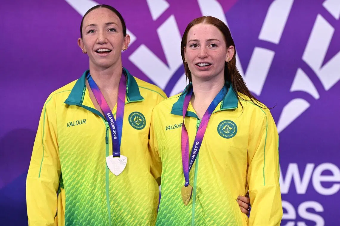 Mollie O’Callaghan (right) was part of an Australian 1-2 in the women’s 200m freestyle, ahead of Lani Pallister.