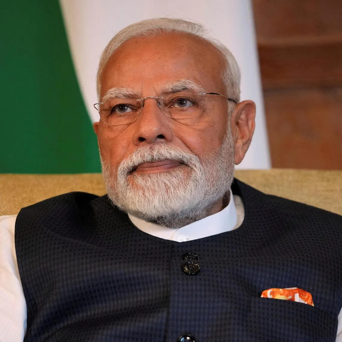 FILE PHOTO: Prime Minister Narendra Modi of India listens to Britain's Prime Minister Keir Starmer (not pictured) as they meet for bilateral talks at Chequers near Aylesbury, England, Thursday, July 24, 2025.    Kin Cheung/Pool via REUTERS/File Photo