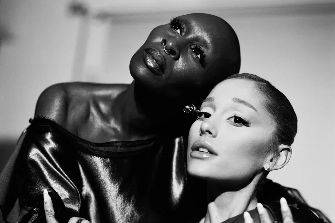 Cynthia Erivo (left) and Ariana Grande teared up frequently while talking about what their new film Wicked means to them.