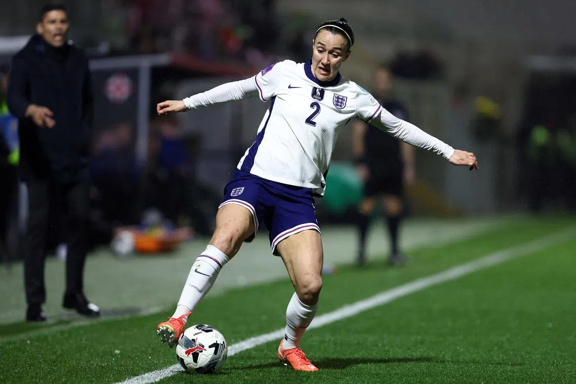 FILE PHOTO: Soccer Football - Women's Nations League - League A - Portugal v England - Portimao Estadio, Portimao, Portugal - February 21, 2025 England's Lucy Bronze in action REUTERS/Rodrigo Antunes/File Photo