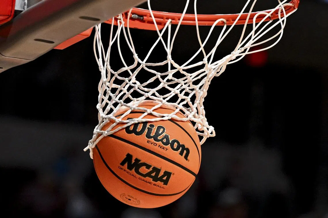 FILE PHOTO: Nov 8, 2024; College Station, Texas, USA: A view of an official game ball with the NCAA logo prior to a game. Mandatory Credit: Maria Lysaker-Imagn Images/ File Photo