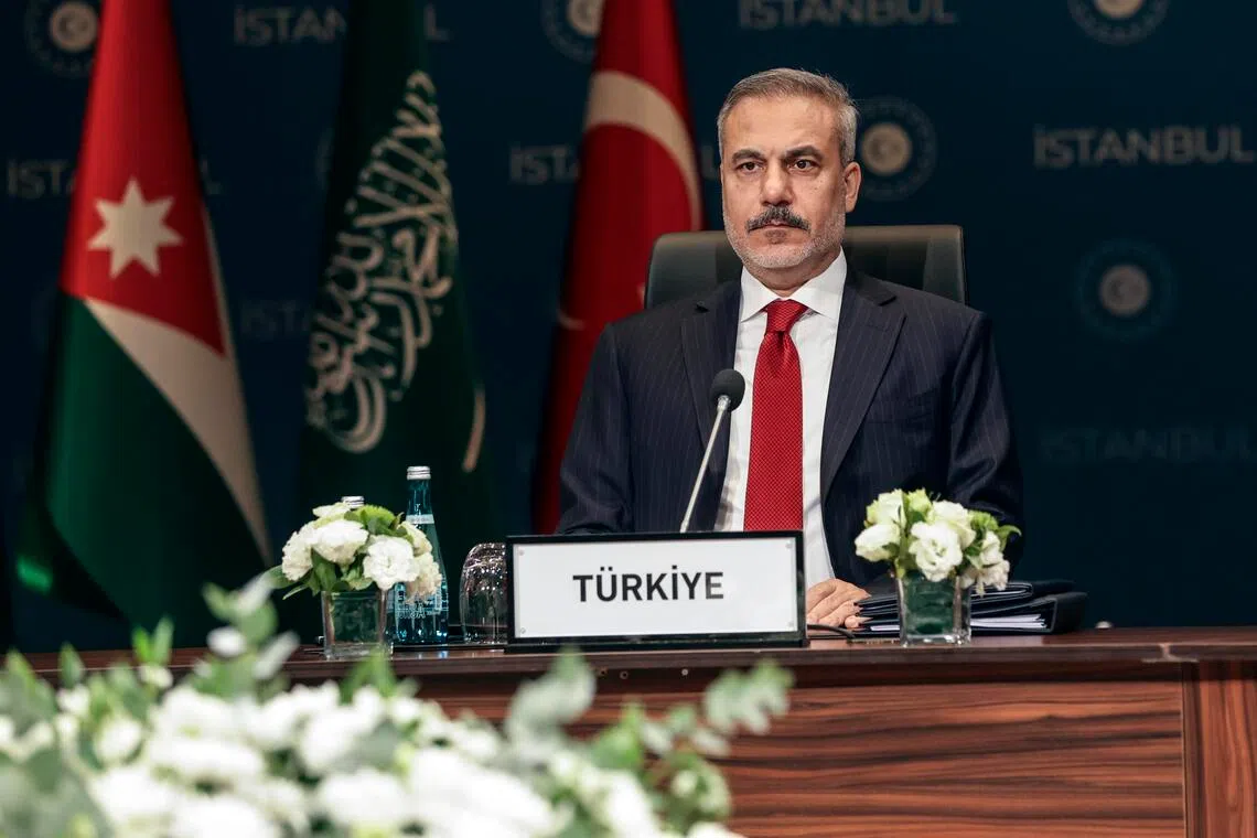 Turkish Foreign Minister Hakan Fidan attending a ministerial meeting on the Gaza ceasefire, in Istanbul on Nov 3.
