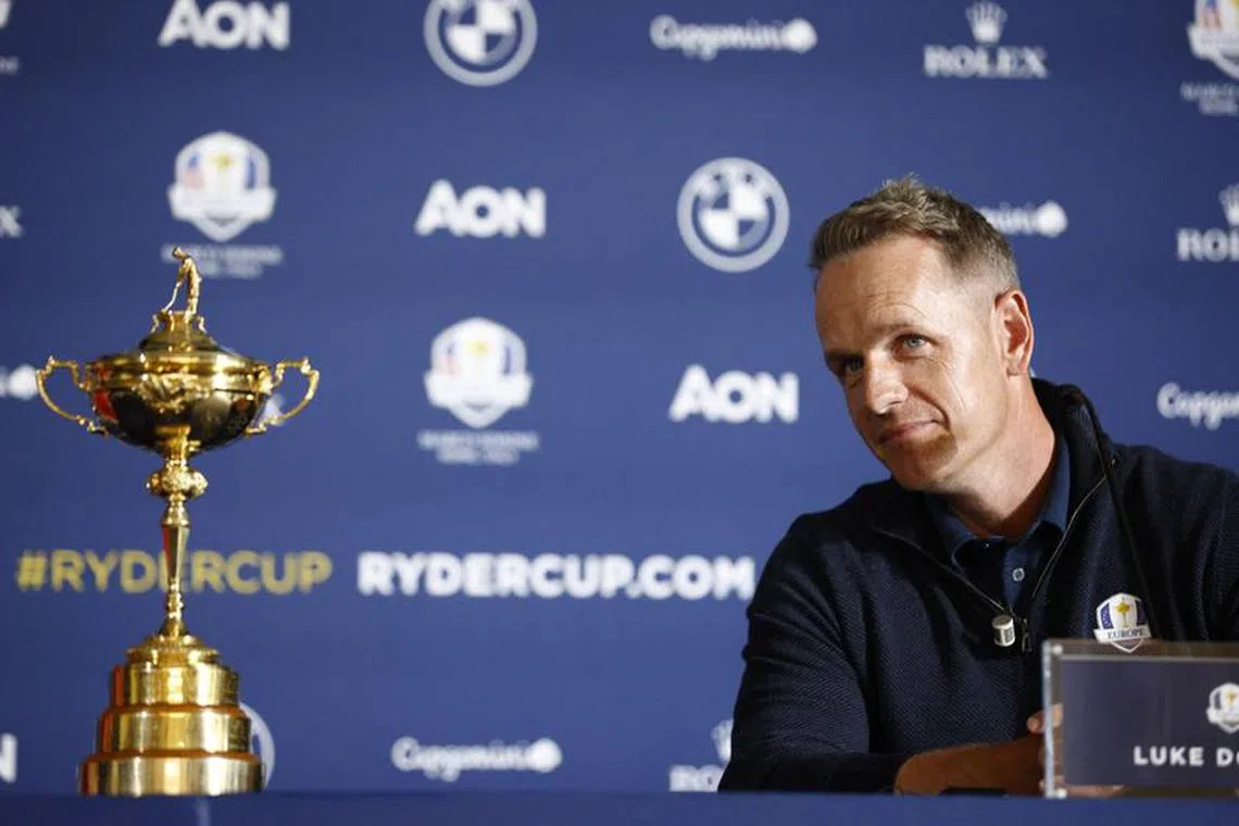 Golf - 2023 Ryder Cup Press Conference - Rome Cavalieri, A Waldorf Astoria Hotel, Rome, Italy - October 4, 2022 Team Europe captain Luke Donald during the press conference REUTERS/Guglielmo Mangiapane/File photo