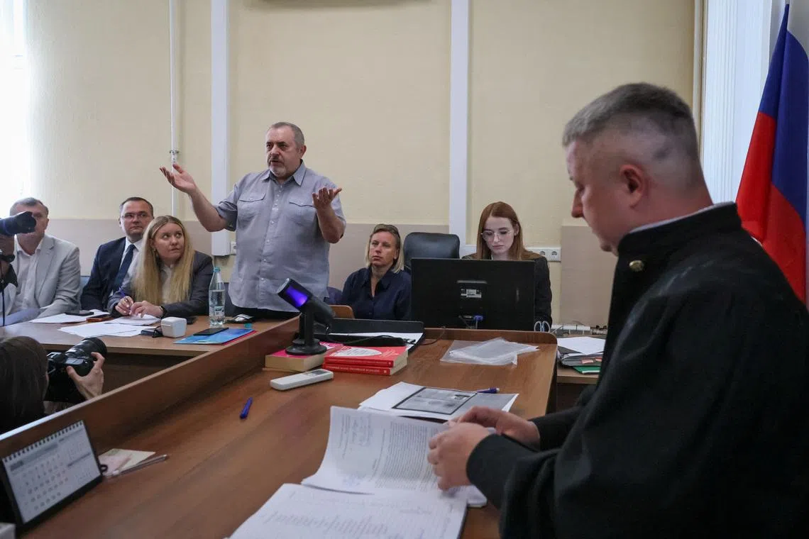 Boris Nadezhdin, an anti-war Russian politician, appears in court in Dolgoprudny, Moscow region, Russia July 17, 2026.  REUTERS/Anastasia Barashkova