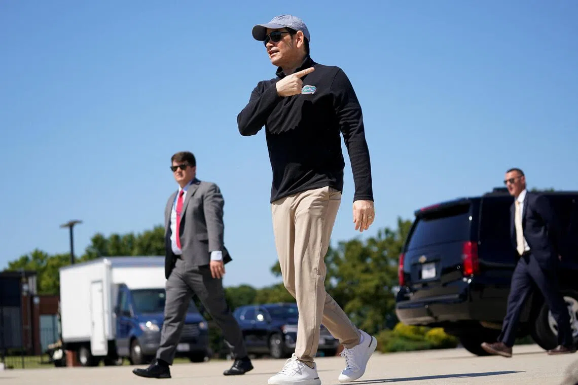 US Secretary of State Marco Rubio departing for Israel at Joint Base Andrews, Maryland, on Sept 13.