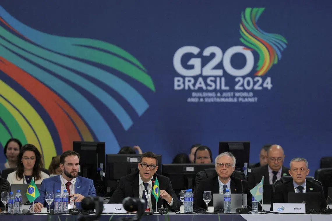 FILE PHOTO: Brazil's Central Bank President Roberto Campos Neto speaks during the opening of the G20 Finance Ministers and Central Banks Governors meeting, in Sao Paulo, Brazil, February 28, 2024. REUTERS/Carla Carniel/File Photo