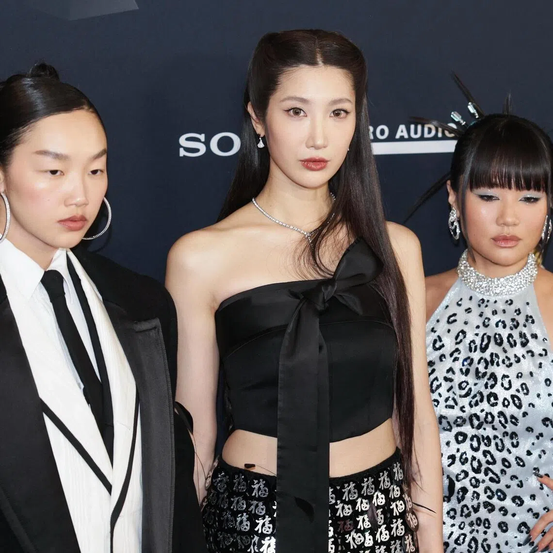 Singers Audrey Nuna, Ejae, and Rei Ami attend the Recording Academy and Clive Davis' Salute To Industry Icons pre-Grammy gala at the Beverly Hilton in Los Angeles.