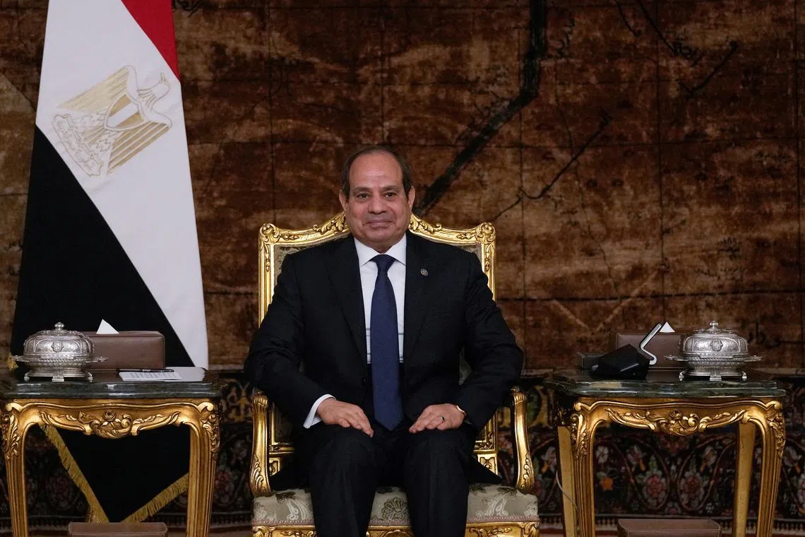 FILE PHOTO: Egyptian President Abdel Fattah al-Sisi attends a meeting with U.S. Secretary of State Antony Blinken at the Presidential Palace in Cairo, Egypt, Monday, June 10, 2024.     Amr Nabil/Pool via REUTERS/File Photo