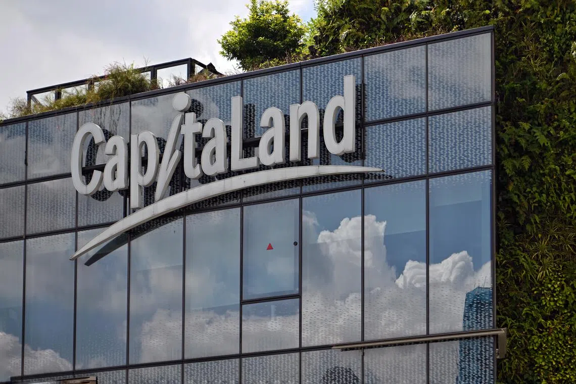 CapitaLand logo on the facade of the Funan mall on Jan 6, 2023.
