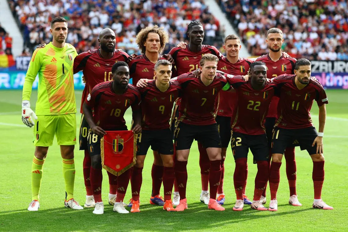 FILE PHOTO: Soccer Football - Euro 2024 - Group E - Belgium v Slovakia - Frankfurt Arena, Frankfurt, Germany - June 17, 2024 Belgium players pose for a team group photo before the match REUTERS/Kai Pfaffenbach