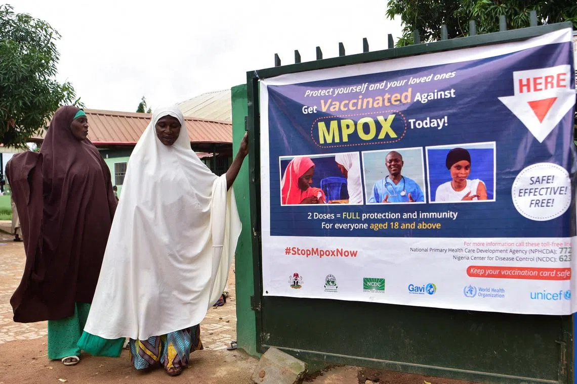 FILE PHOTO: People depart a Primary Health Care Center after receiving mpox vaccination, following the resurgence of mpox cases in Igabi, Kaduna, Nigeria, August 18, 2025. REUTERS/Nuhu Gwamna/ File Photo