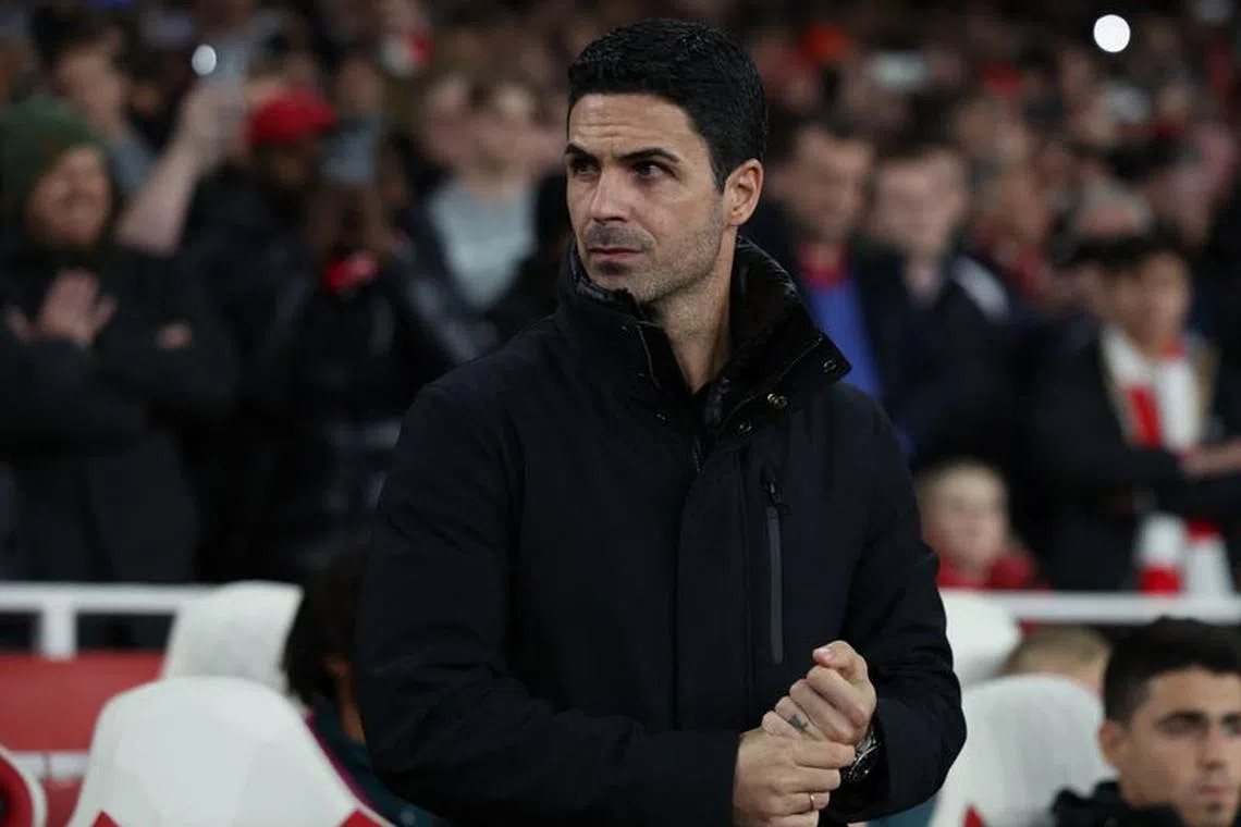 FILE PHOTO: Soccer Football - Champions League - Group B - Arsenal v Sevilla - Emirates Stadium, London, Britain - November 8, 2023 Arsenal manager Mikel Arteta before the match REUTERS/Hannah Mckay/File Photo