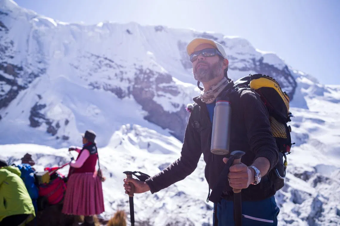 Thomas Peschak at the Andes Mountain en route to the summit of Nevado Ausangate