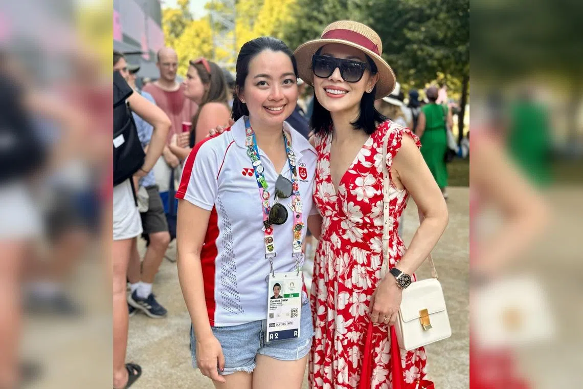 Sharon Au (right) caught Singaporean Olympian, equestrienne Caroline Chew, competing in dressage on July 30. 