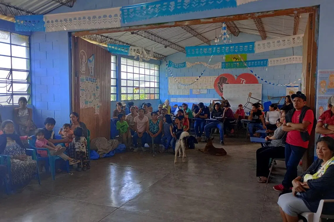 FILE PHOTO: Mexicans who crossed the border into Guatemala in search of refuge, gather at a school, after fleeing from the violence in Chiapas state, in Cuilco, Guatemala, in this handout distributed on July 24, 2024. Ejercito de Guatemala/Handout via REUTERS/File Photo