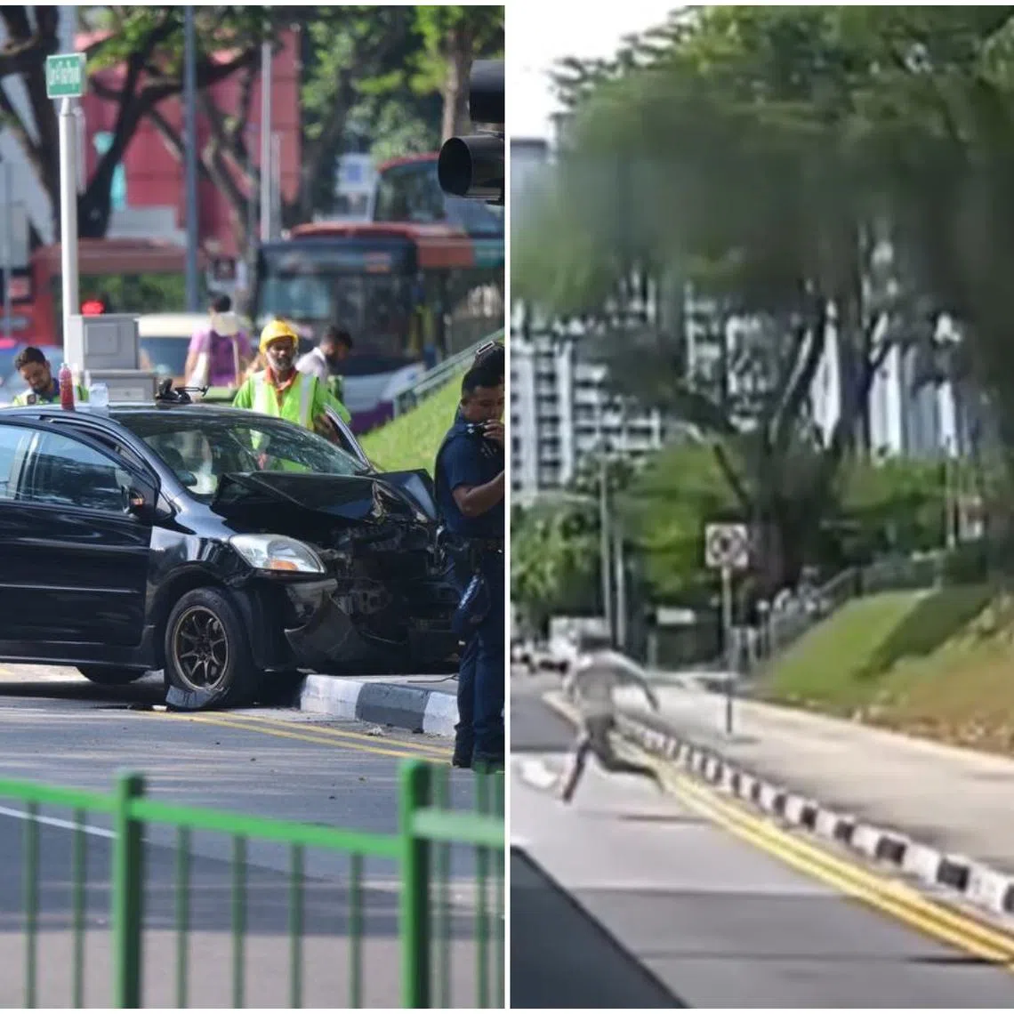 When the police arrived at the scene, a car sped off and then skidded at the junction of Lorong 3 and Lorong 4 Toa Payoh, police added.