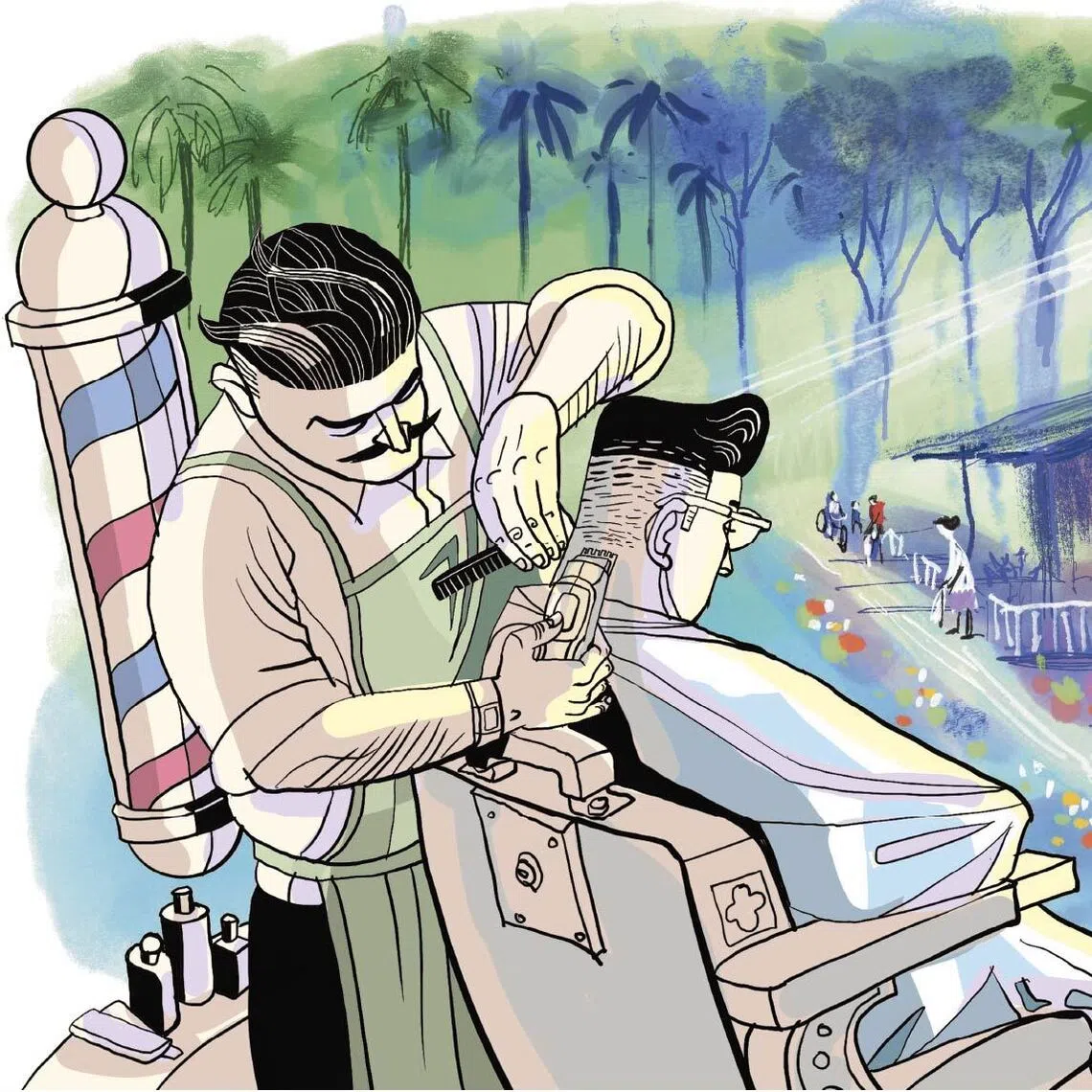 From the radio’s croon to debates on what to have for lunch, the barber’s chair offers small joys and homely comfort.