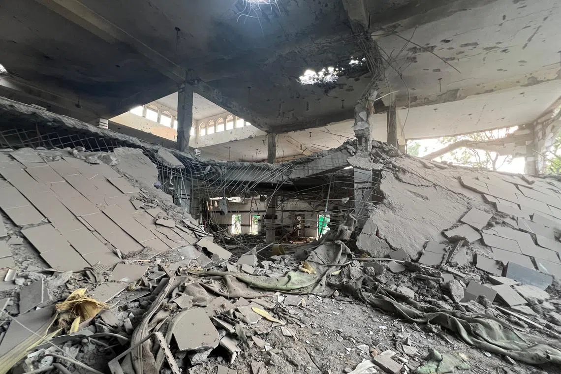 A general view of a damaged portion of a mosque, after it was hit by an Indian strike, in Muridke near Lahore, Pakistan on May 7.