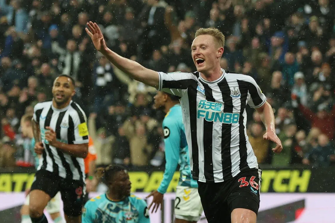 Newcastle United's Sean Longstaff celebrates scoring their second goal.